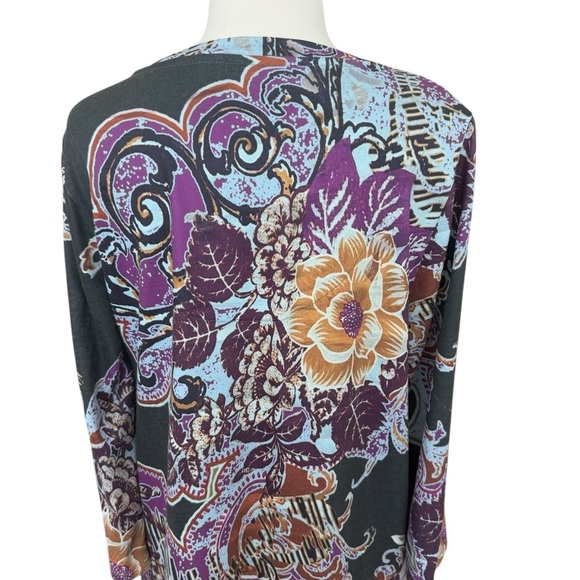 Soft Surroundings Purple and Blue Graphic Tunic with 3/4 Sleeves Large - Picture 4 of 8